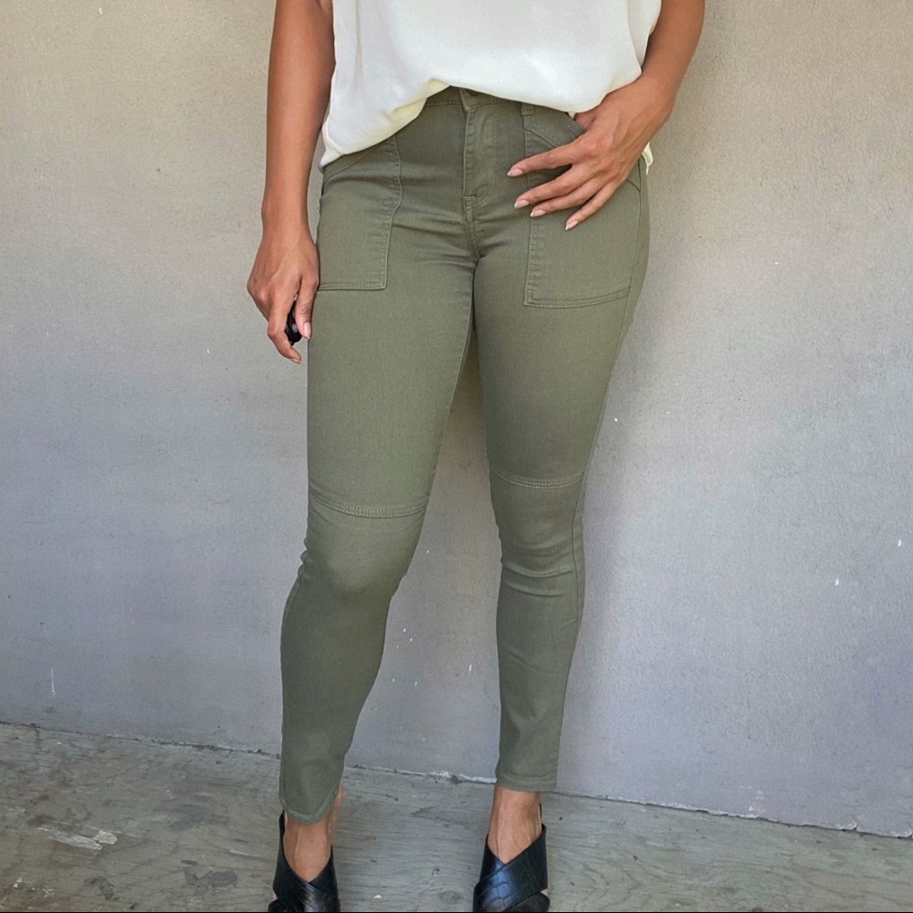 Khaki Green Skinny Cargo Pants